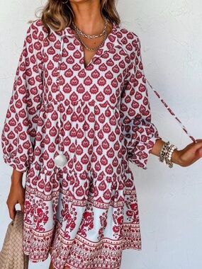 Zara boho flowy dress in pink and blue floral print